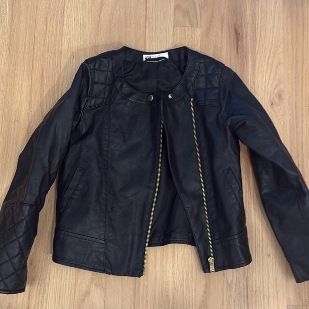 Kids faux leather moto jacket
